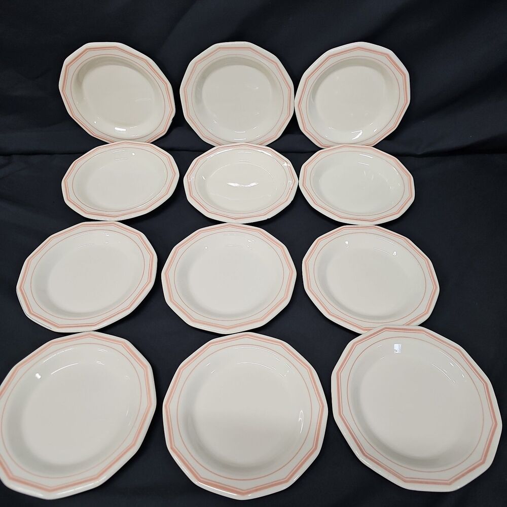 Pink Rim medallion sterling china small Desert/bread plates vintage Lot Of 12